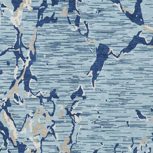 Homeroots 3' Striped Artichoke Green And Beige Washable Area Rug For Indoor And Outdoor Spaces 5' X 8' Polyester 600895