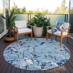 Homeroots 3' Striped Artichoke Green And Beige Washable Area Rug For Indoor And Outdoor Spaces 8' Round Polyester 600896