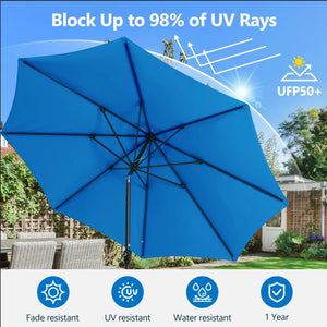 English Elm 11 Foot Market Patio Umbrella Uv Blocking Crank Tilt Aluminum Pool Backyard B082P454963