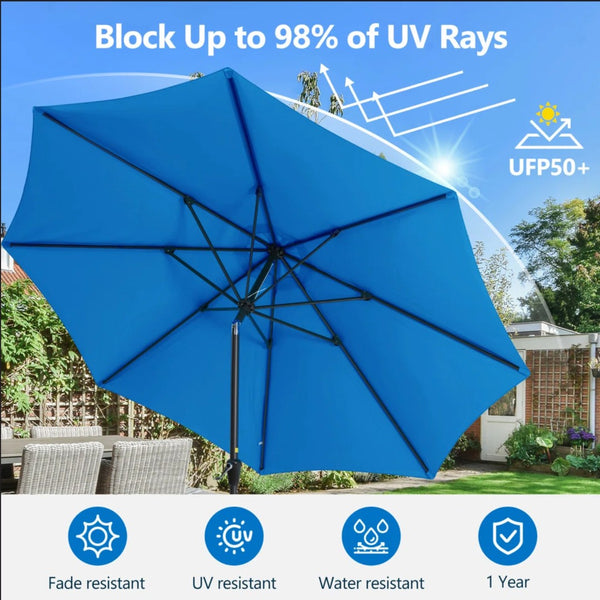 English Elm 11 Foot Market Patio Umbrella Uv Blocking Crank Tilt Aluminum Pool Backyard B082P454963