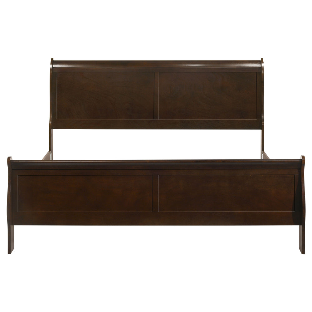 English Elm Graffenstaden Cappuccino Sleigh Bed Eastern King – Warm Espresso Finish, Curved Headboard, Slatted Design B062S00662