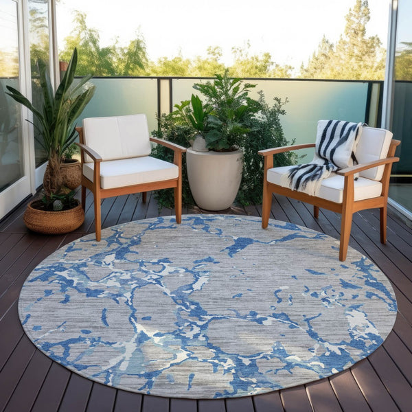 Homeroots 3' Striped Artichoke Green And Beige Washable Area Rug For Indoor And Outdoor Spaces 8' Round Polyester 600902