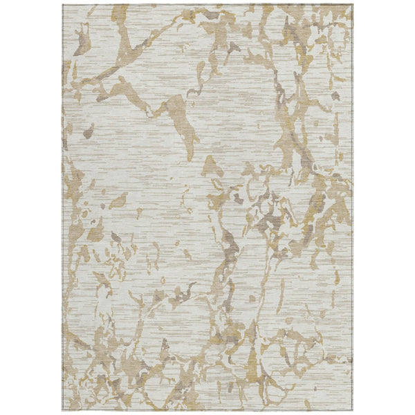 Homeroots 3' Striped Artichoke Green And Beige Washable Area Rug For Indoor And Outdoor Spaces 3' X 5' Polyester 600906