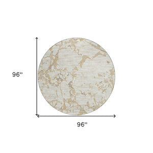 Homeroots 3' Striped Artichoke Green And Beige Washable Area Rug For Indoor And Outdoor Spaces 8' Round Polyester 600908