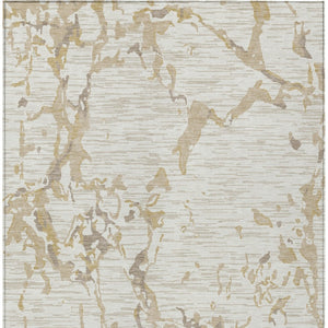 Homeroots 3' Striped Artichoke Green And Beige Washable Area Rug For Indoor And Outdoor Spaces 8' X 10' Polyester 600909