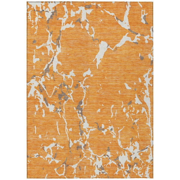 HomeRoots 5' Striped Washable Area Rug in Orange, Brown, and Ivory - Durable Design for Indoor & Outdoor Spaces 5' X 8' 600913