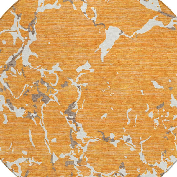 Homeroots 3' Striped Artichoke Green And Beige Washable Area Rug For Indoor And Outdoor Spaces 8' Round Polyester 600914