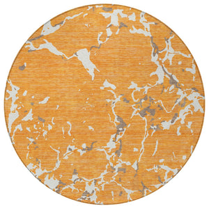 Homeroots 3' Striped Artichoke Green And Beige Washable Area Rug For Indoor And Outdoor Spaces 8' Round Polyester 600914