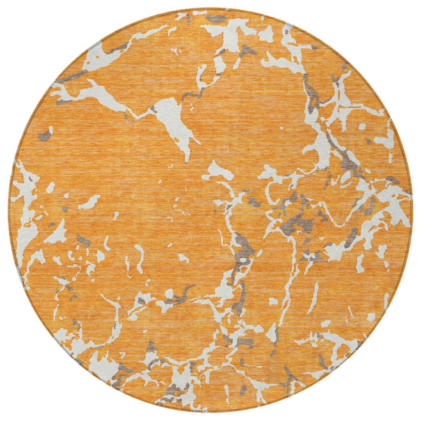 Homeroots 3' Striped Artichoke Green And Beige Washable Area Rug For Indoor And Outdoor Spaces 8' Round Polyester 600914