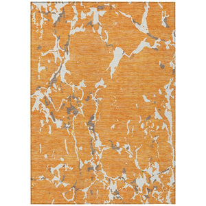 HomeRoots 5' Striped Washable Area Rug in Orange, Brown, and Ivory - Durable Design for Indoor & Outdoor Spaces 8' X 10' 600915