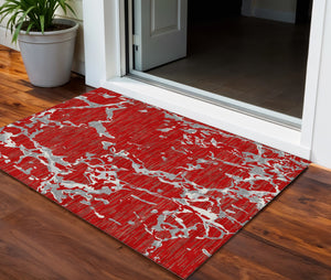 Homeroots 3' Striped Artichoke Green And Beige Washable Area Rug For Indoor And Outdoor Spaces 3' X 5' Polyester 600918