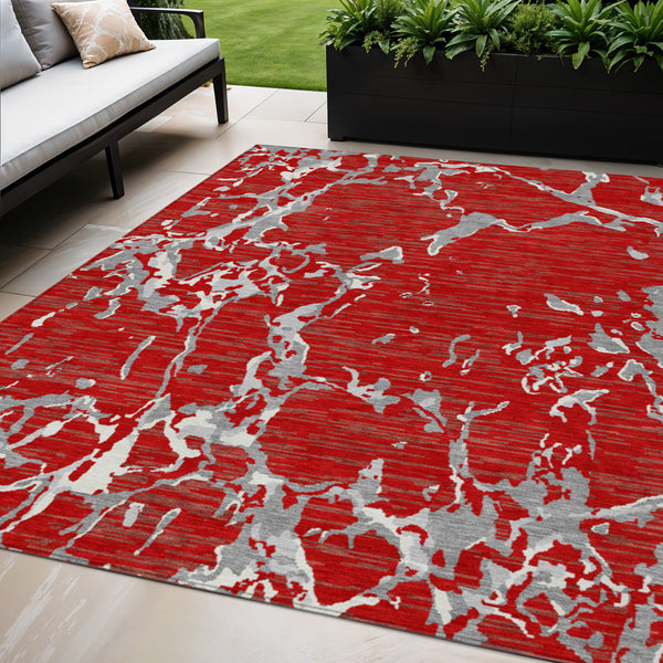 Homeroots 3' Striped Artichoke Green And Beige Washable Area Rug For Indoor And Outdoor Spaces 5' X 8' Polyester 600919