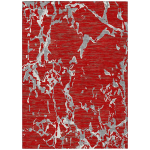 HomeRoots 5' Striped Washable Area Rug in Red, Ivory & Gray - Ideal for Indoor & Outdoor Use, Easy Care! 5' X 8' 600919