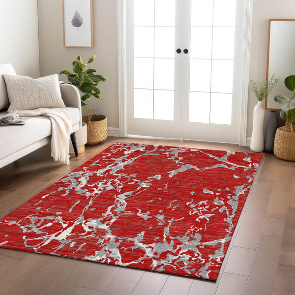 Homeroots 3' Striped Artichoke Green And Beige Washable Area Rug For Indoor And Outdoor Spaces 5' X 8' Polyester 600919