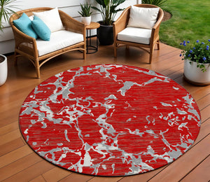 Homeroots 3' Striped Artichoke Green And Beige Washable Area Rug For Indoor And Outdoor Spaces 8' Round Polyester 600920