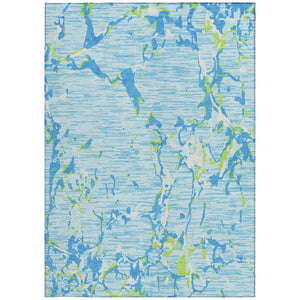 Homeroots 3' Striped Artichoke Green And Beige Washable Area Rug For Indoor And Outdoor Spaces 5' X 8' Polyester 600925