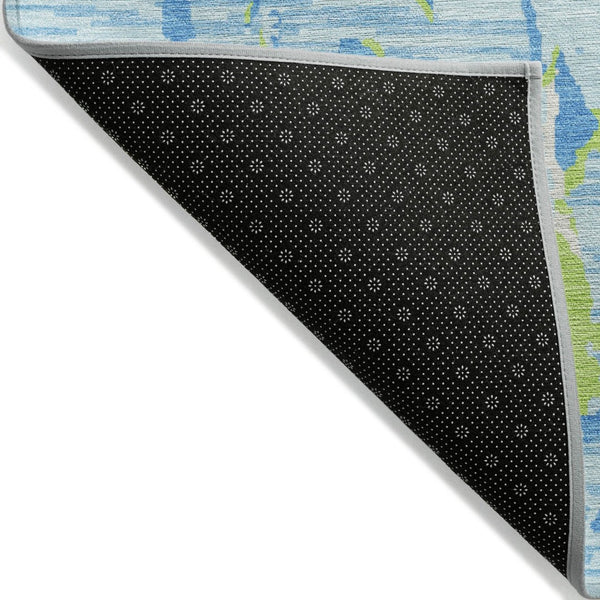 HomeRoots 5' Coastal-Inspired Sky Blue Green Ivory Striped Washable Rug for Indoor & Outdoor Versatility 8' X 10' 600927