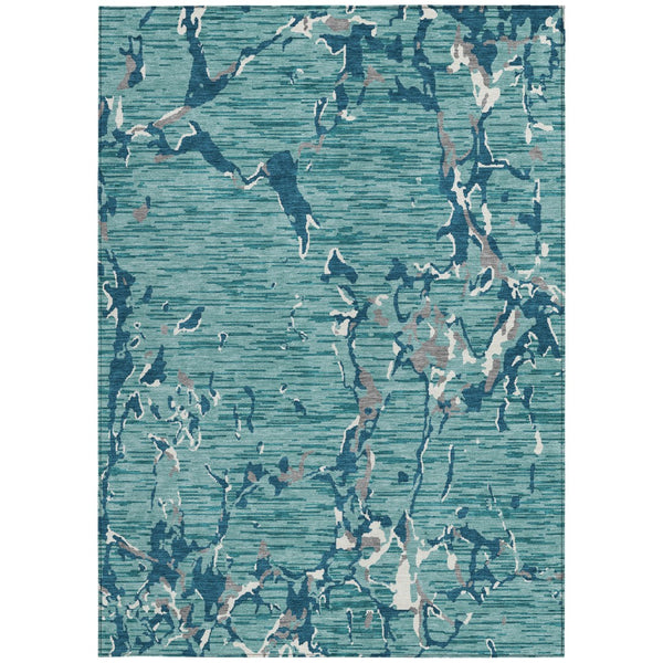 Homeroots 3' Striped Artichoke Green And Beige Washable Area Rug For Indoor And Outdoor Spaces 3' X 5' Polyester 600930