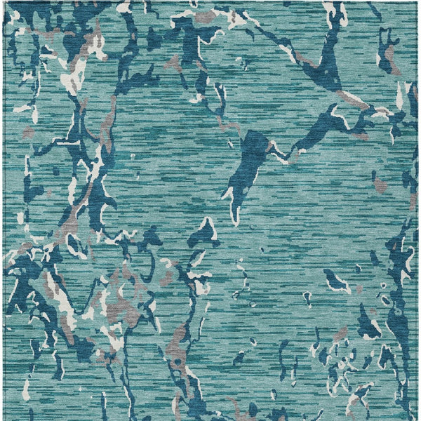 Homeroots 3' Striped Artichoke Green And Beige Washable Area Rug For Indoor And Outdoor Spaces 3' X 5' Polyester 600930