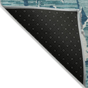 Homeroots 3' Striped Artichoke Green And Beige Washable Area Rug For Indoor And Outdoor Spaces 5' X 8' Polyester 600931