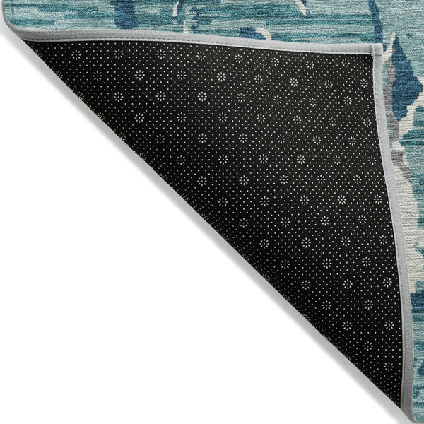 Homeroots 3' Striped Artichoke Green And Beige Washable Area Rug For Indoor And Outdoor Spaces 5' X 8' Polyester 600931