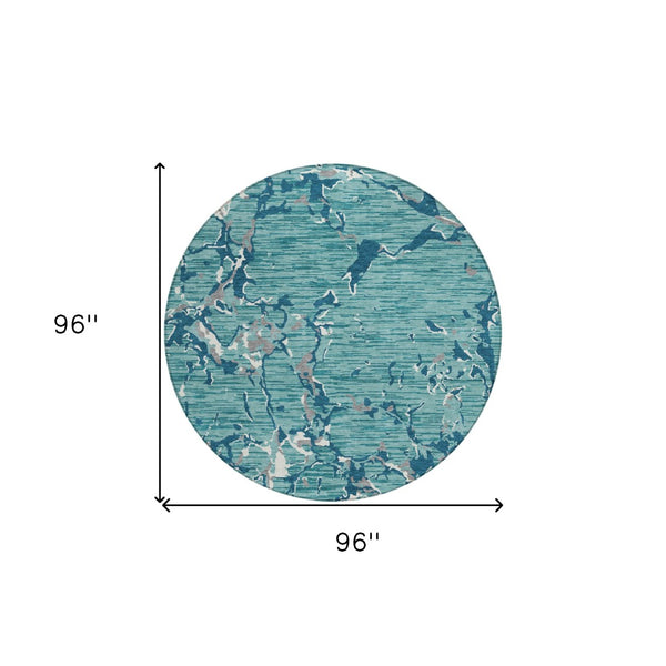 Homeroots 3' Striped Artichoke Green And Beige Washable Area Rug For Indoor And Outdoor Spaces 8' Round Polyester 600932