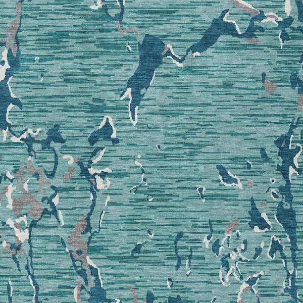 Homeroots 3' Striped Artichoke Green And Beige Washable Area Rug For Indoor And Outdoor Spaces 8' X 10' Polyester 600933