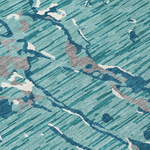 Homeroots 3' Striped Artichoke Green And Beige Washable Area Rug For Indoor And Outdoor Spaces 8' X 10' Polyester 600933