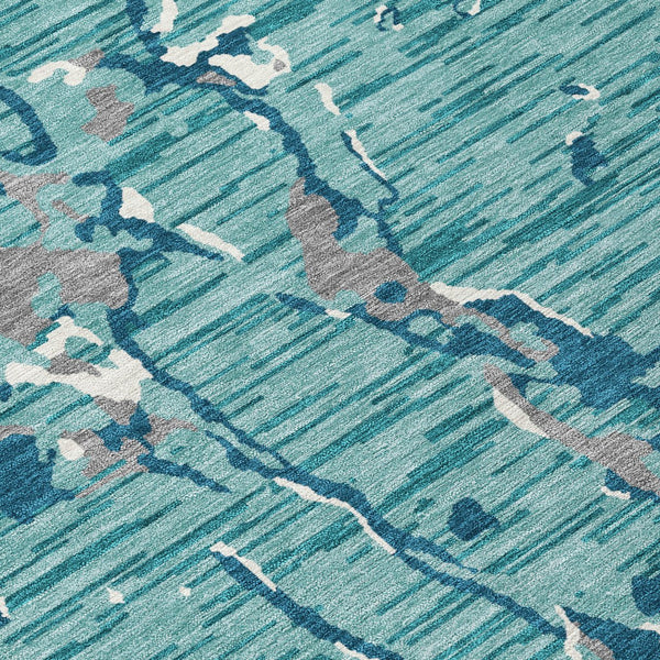 Homeroots 3' Striped Artichoke Green And Beige Washable Area Rug For Indoor And Outdoor Spaces 9' X 12' Polyester 600934