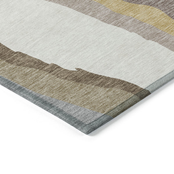Homeroots 3' Beige Brown And Gray Abstract Washable Area Rug - Perfect For Indoor And Outdoor Spaces 3' X 5' Polyester 600936