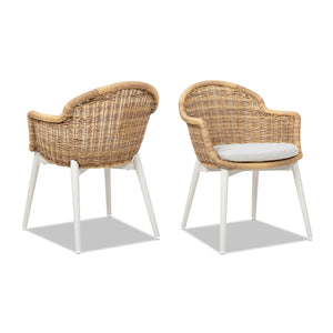 English Elm Jennifer Taylor Home - Santorini Wicker Back Outdoor Dining Chairs Set Of 2 - Weather-Resistant Wheat Beige Comfort B2719P308011