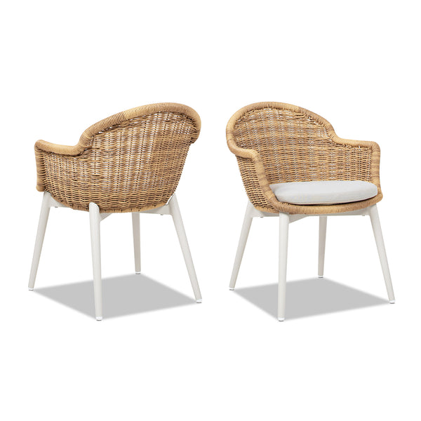 English Elm Jennifer Taylor Home - Santorini Wicker Back Outdoor Dining Chairs Set Of 2 - Weather-Resistant Wheat Beige Comfort B2719P308011