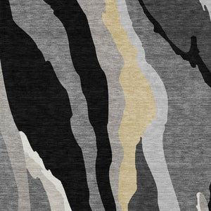 Homeroots 3' Beige Brown And Gray Abstract Washable Area Rug - Perfect For Indoor And Outdoor Spaces 3' X 5' Polyester 600942