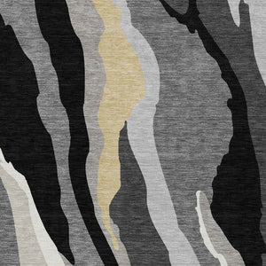 Homeroots 3' Beige Brown And Gray Abstract Washable Area Rug - Perfect For Indoor And Outdoor Spaces 5' X 8' Polyester 600943