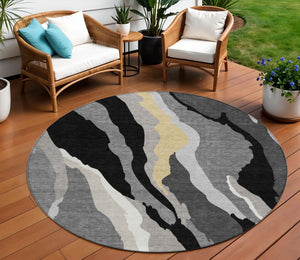 Homeroots 3' Beige Brown And Gray Abstract Washable Area Rug - Perfect For Indoor And Outdoor Spaces 8' Round Polyester 600944