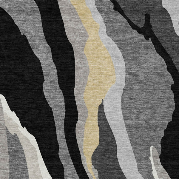 Homeroots 3' Beige Brown And Gray Abstract Washable Area Rug - Perfect For Indoor And Outdoor Spaces 9' X 12' Polyester 600946