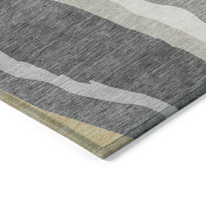 Homeroots 3' Beige Brown And Gray Abstract Washable Area Rug - Perfect For Indoor And Outdoor Spaces 10' X 14' Polyester 600947
