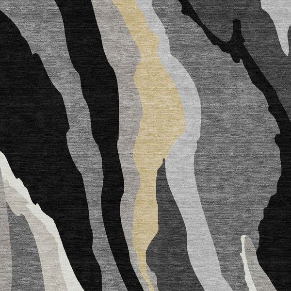 Homeroots 3' Beige Brown And Gray Abstract Washable Area Rug - Perfect For Indoor And Outdoor Spaces 10' X 14' Polyester 600947