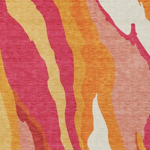 Homeroots 3' Beige Brown And Gray Abstract Washable Area Rug - Perfect For Indoor And Outdoor Spaces 5' X 8' Polyester 600949