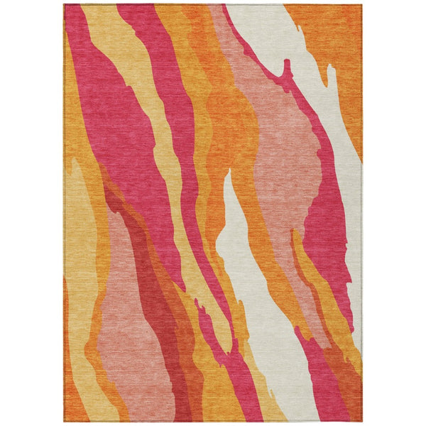 HomeRoots 5' Blush Copper and Ivory Abstract Area Rug - Durable, Washable Design for Indoor and Outdoor Use 8' X 10' 600951