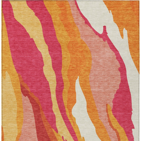 Homeroots 3' Beige Brown And Gray Abstract Washable Area Rug - Perfect For Indoor And Outdoor Spaces 10' X 14' Polyester 600953