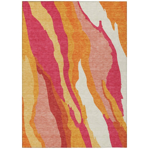 HomeRoots 5' Blush Copper and Ivory Abstract Area Rug - Durable, Washable Design for Indoor and Outdoor Use 10' X 14' 600953