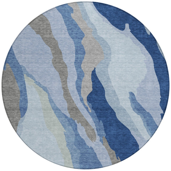 Homeroots 3' Beige Brown And Gray Abstract Washable Area Rug - Perfect For Indoor And Outdoor Spaces 8' Round Polyester 600956