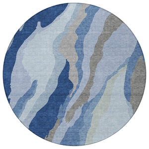 Homeroots 3' Beige Brown And Gray Abstract Washable Area Rug - Perfect For Indoor And Outdoor Spaces 8' Round Polyester 600956