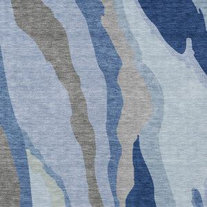 HomeRoots 5' Blue Gray & Ivory Abstract Washable Area Rug – Ideal for Indoor & Outdoor Spaces, Durable & Stylish 8' X 10' 600957