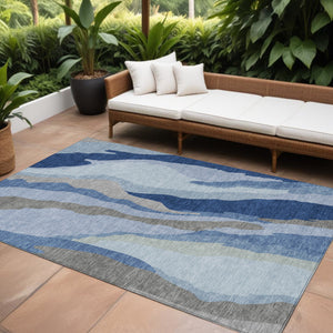 Homeroots 3' Beige Brown And Gray Abstract Washable Area Rug - Perfect For Indoor And Outdoor Spaces 10' X 14' Polyester 600959