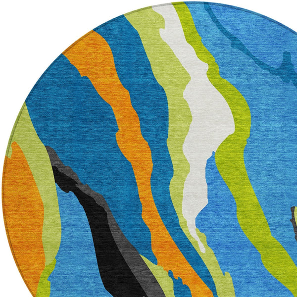 Homeroots 3' Beige Brown And Gray Abstract Washable Area Rug - Perfect For Indoor And Outdoor Spaces 8' Round Polyester 600962