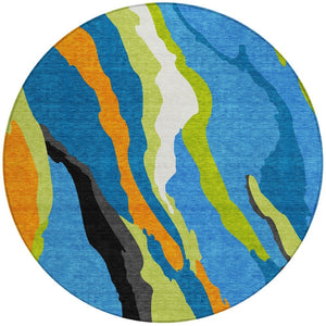 Homeroots 3' Beige Brown And Gray Abstract Washable Area Rug - Perfect For Indoor And Outdoor Spaces 8' Round Polyester 600962