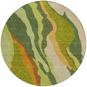 Homeroots 3' Beige Brown And Gray Abstract Washable Area Rug - Perfect For Indoor And Outdoor Spaces 8' Round Polyester 600968