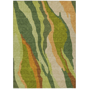HomeRoots 5' Contemporary Green Beige and Copper Abstract Washable Area Rug for Indoor or Outdoor Use 8' X 10' 600969